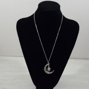 Glow N dark half Moon Necklace Pendant blue